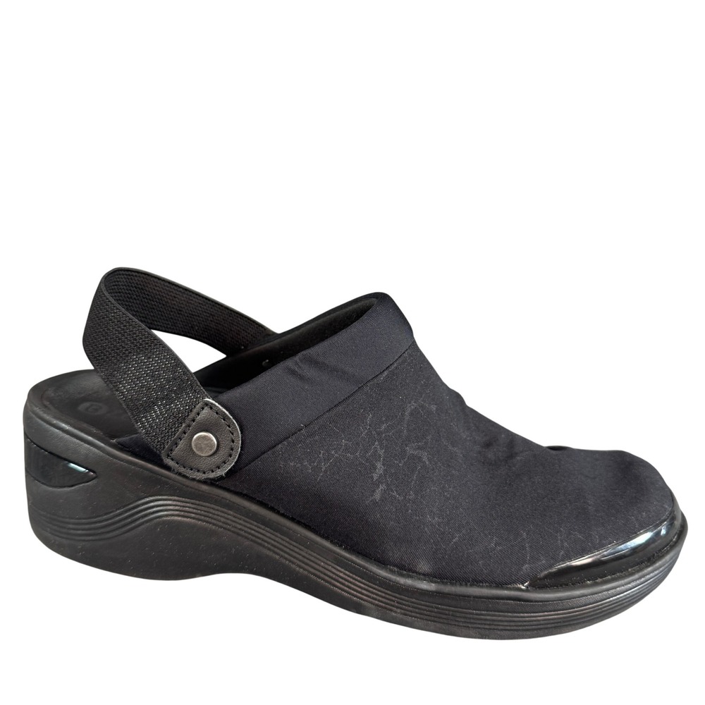 Bzees Dancer Black Fabric Slingback Clogs Wedge Shoes Womens 8M